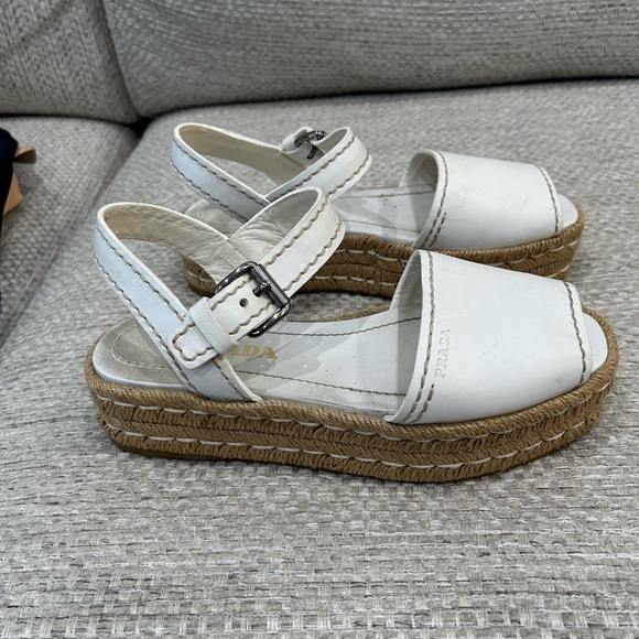 Woman’s Prada White Size 37 Platform Espadrilles Sandals - Picture 6 of 7